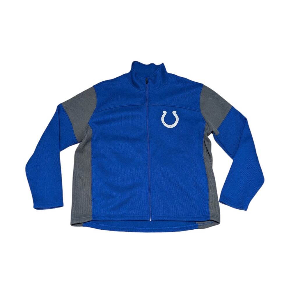 NFL Indianapolis Colts Full Zip Jacket Mens XXL Knit Royal Blue Windbreaker Gray